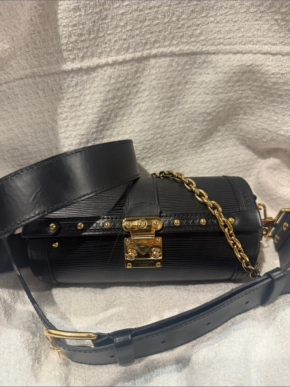 Louis Vuitton Epi Papillon Trunk Black Leather with Gold Tone Hardware 2 straps